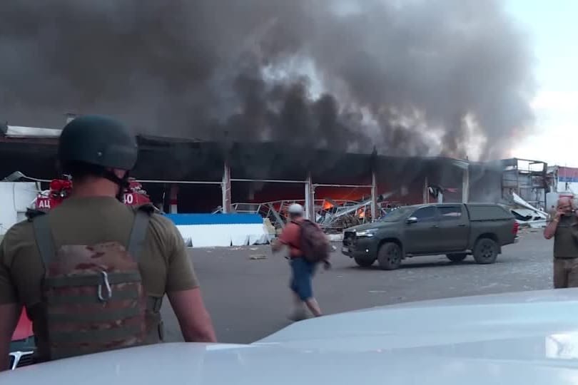 Russischer Angriff: Ein Supermarkt in Kostjantiniwka ist vollkommen zerstört.