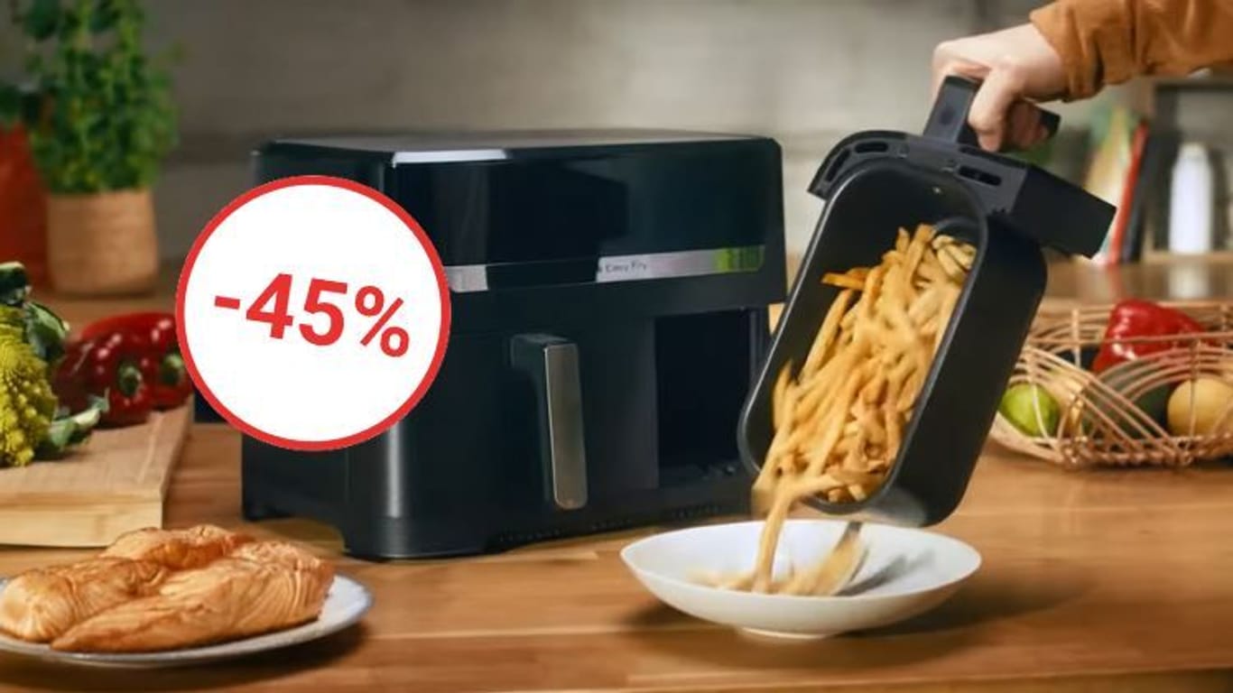 Mit zwei Garkörben: Der reduzierte Airfryer von Tefal bietet genügend Platz für verschiedenste Speisen.