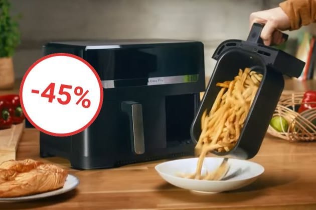 Mit zwei Garkörben: Der reduzierte Airfryer von Tefal bietet genügend Platz für verschiedenste Speisen.