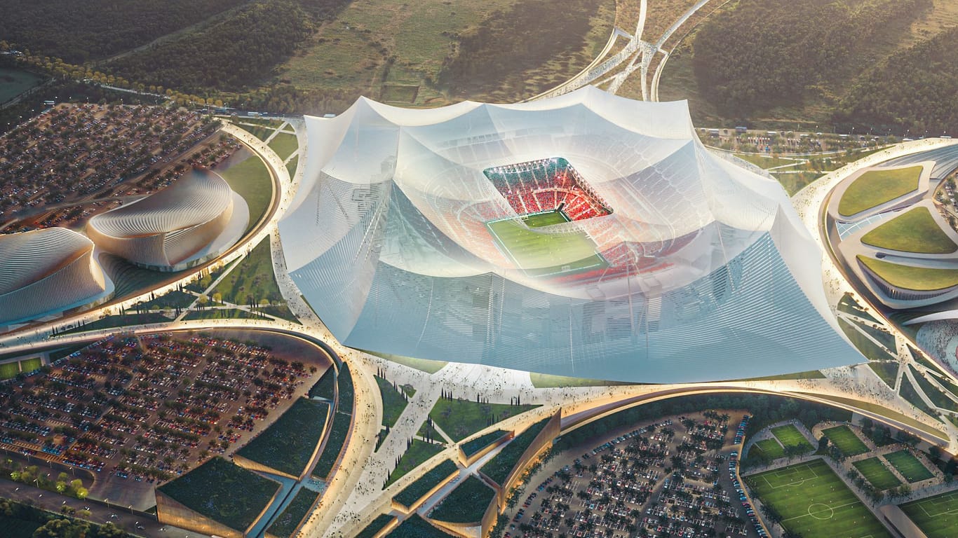 Stade Hassan II: Der Bau in Marokko soll das größte Fußballstadion der Welt werden.