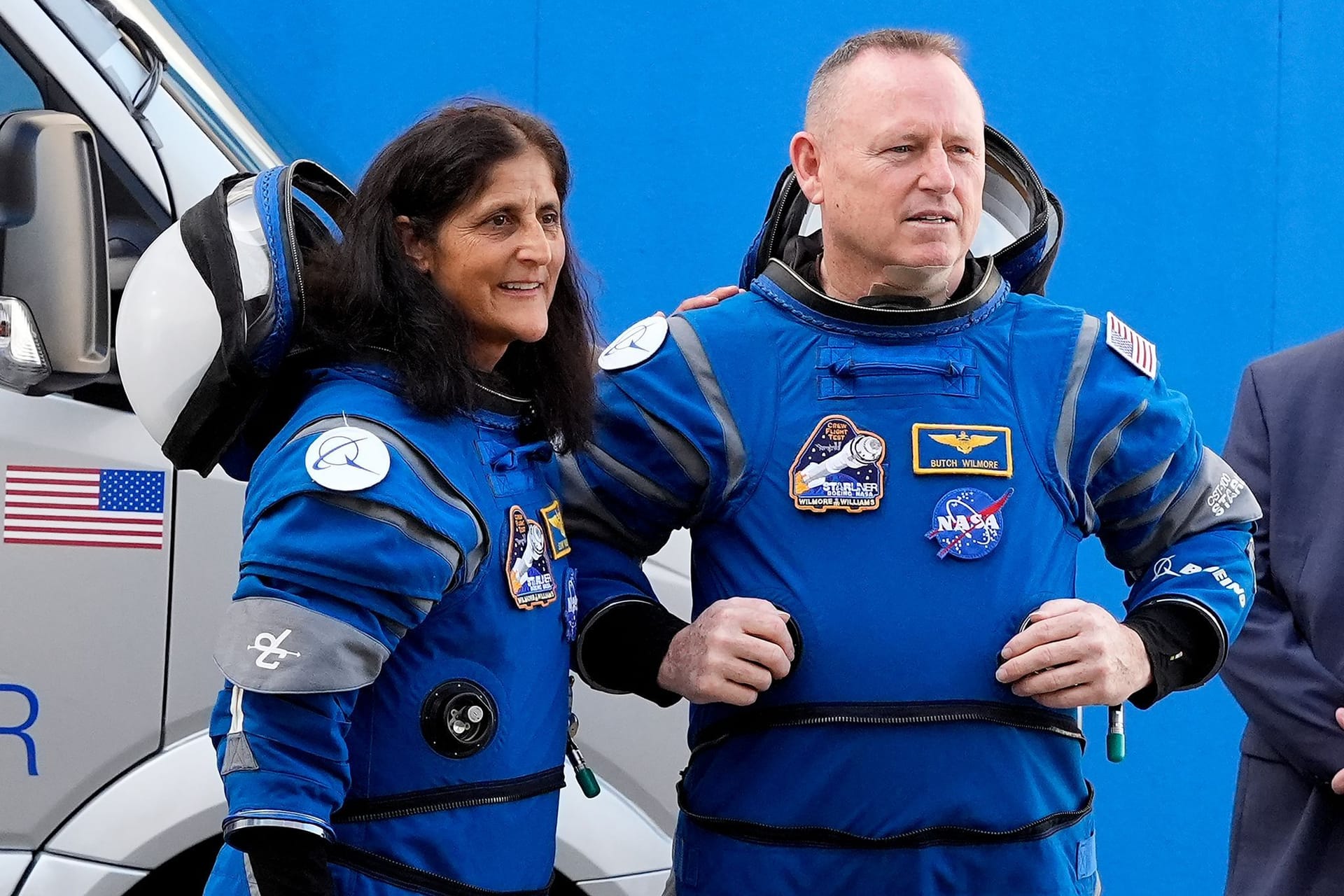 Nasa-Astronauten Suni Williams (l) und Barry Wilmore