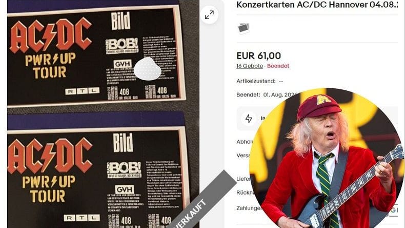 Angebot bei Ebay: AC/DC-Tickets werden teilweise für wenig Geld verkauft. Veranstalter weisen auf mögliche Betrüger hin.