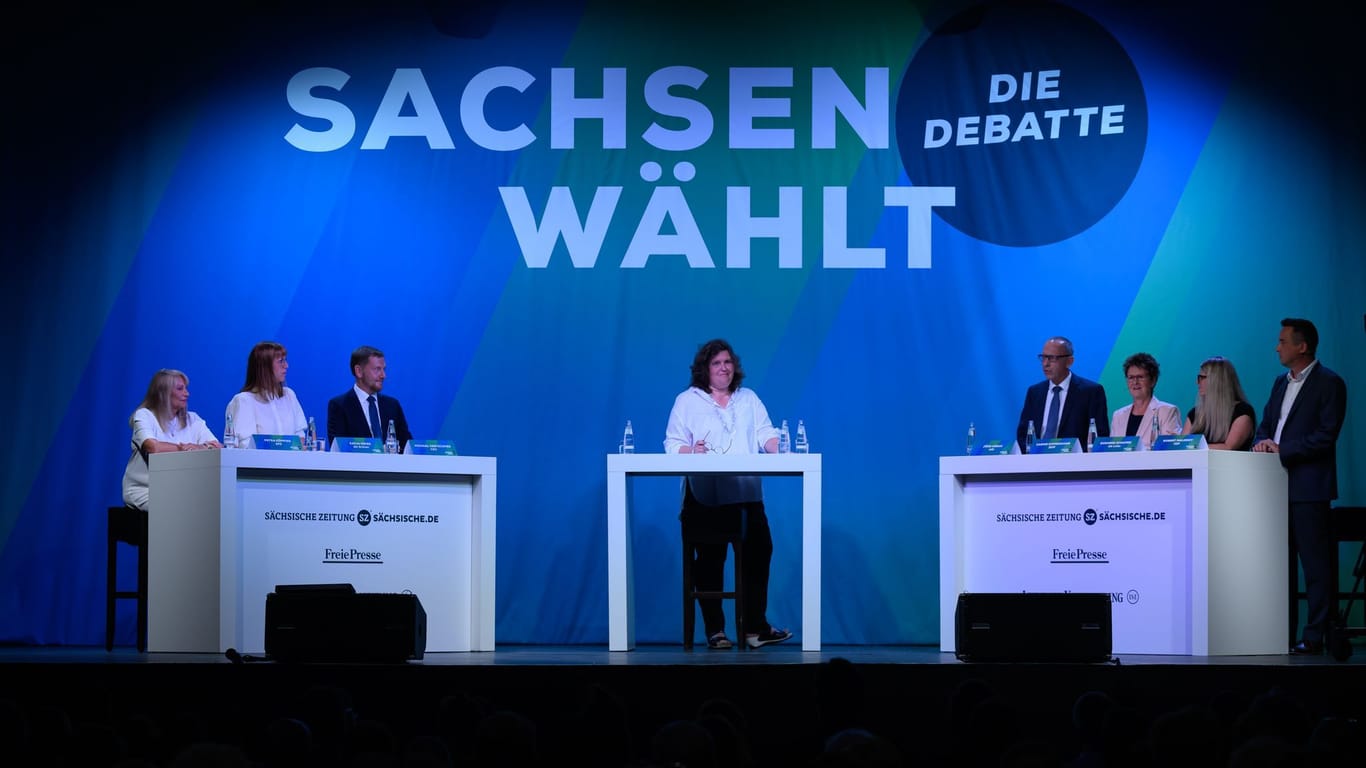 Runde der sächsischen Spitzenkandidaten am Donnerstagabend in Dresden.