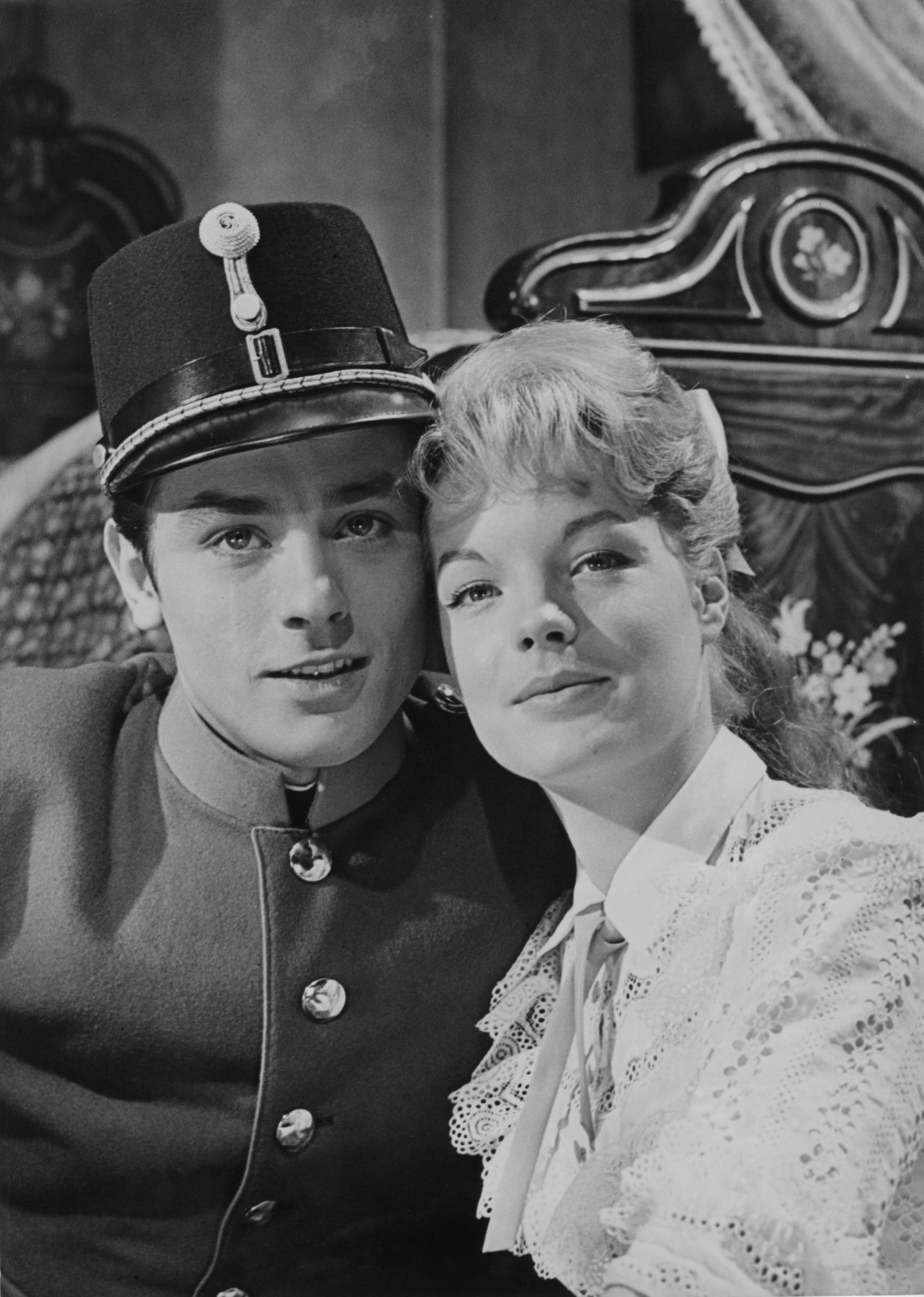 Alain Delon und Romy Schneider in einer Filmszene von "Christine" im Juni 1958.