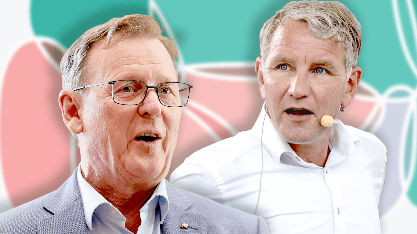 Bodo Ramelow (links, Linke) und Björn Höcke (rechts, AfD): Beide stellen sich an diesem Sonntag zur Wahl.