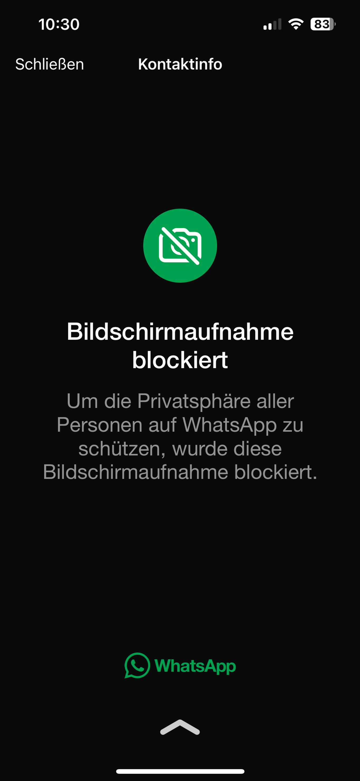 WhatsApp blockiert Screenshots von Profilbildern auf iPhones