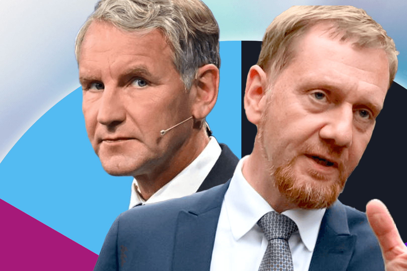 Björn Höcke (AfD) und Michael Kretschmer (CDU) stellen sich in Thüringen und Sachsen zur Wahl.