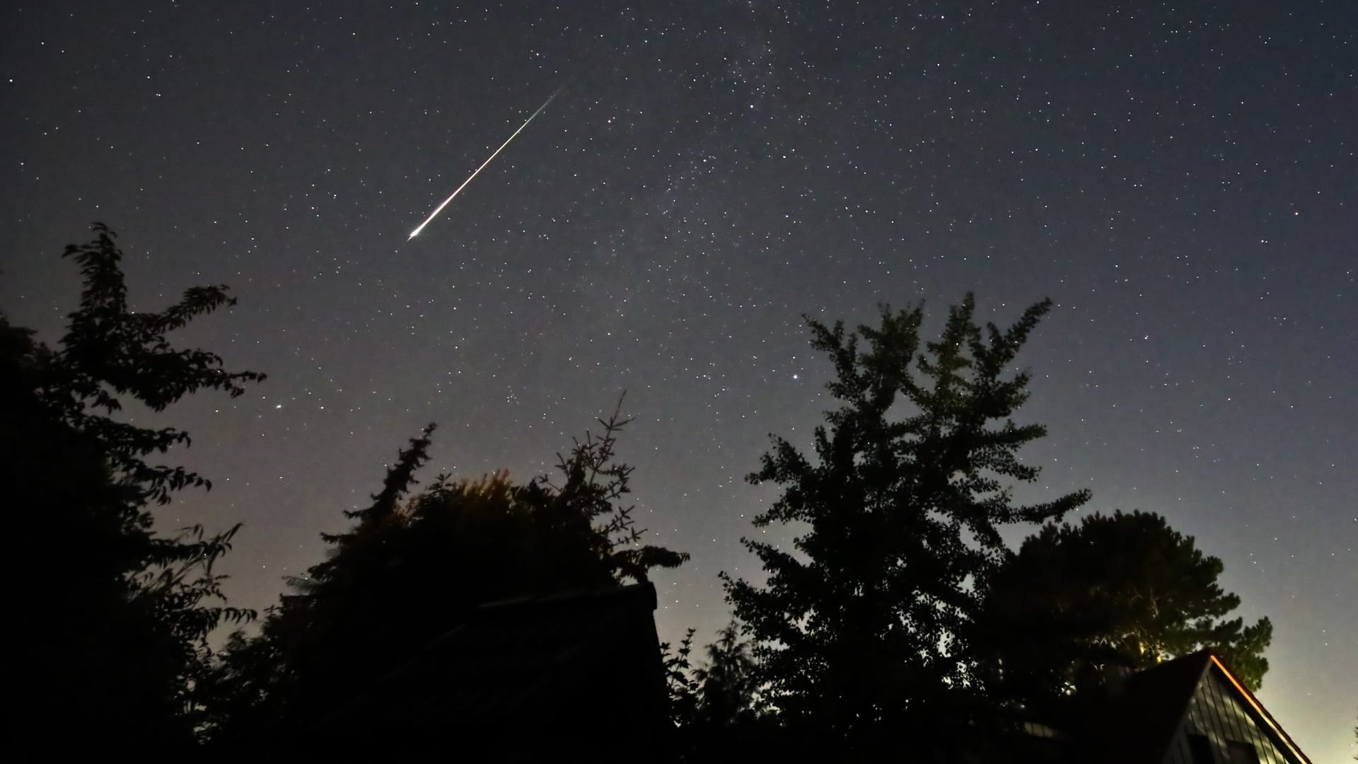 Ein Perseidenmeteor zieht über den Himmel (Archivbild): In Hamburg lässt sich das Spektaktel vom Energieberg aus beobachten.