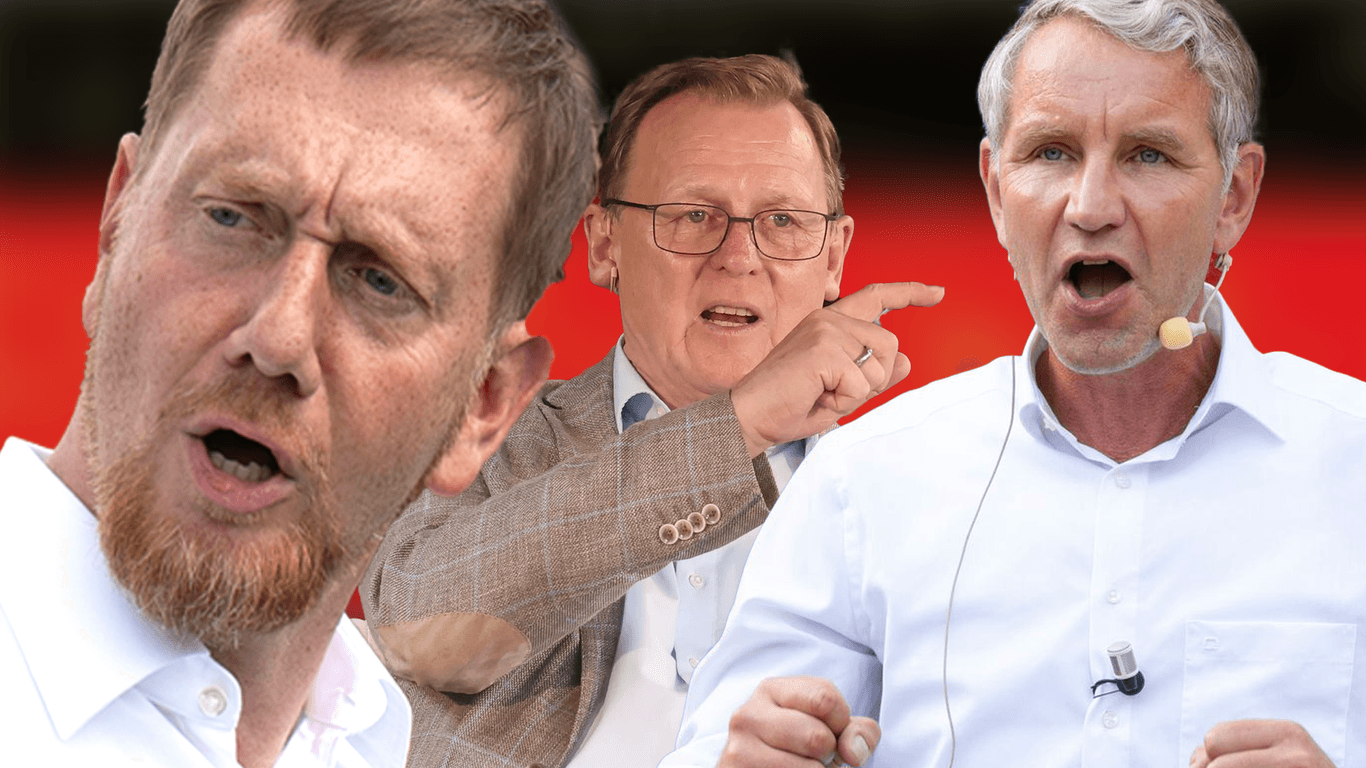 Michael Kretschmer (CDU), Bodo Ramelow (Die Linke) und Björn Höcke (AFD): Diese Politiker treten bei den Landtagswahlen in Sachsen und Thüringen an.