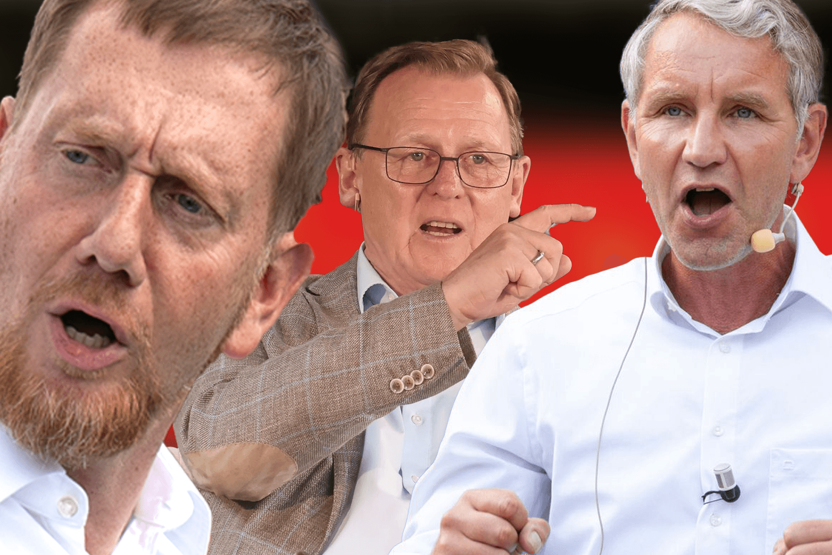 Michael Kretschmer (CDU), Bodo Ramelow (Die Linke) und Björn Höcke (AFD): Diese Politiker treten bei den Landtagswahlen in Sachsen und Thüringen an.