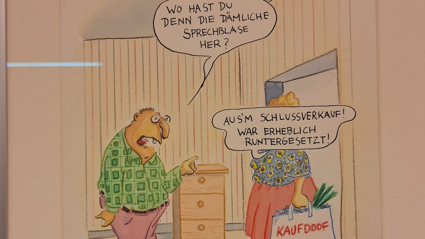 Ausstellung im Caricatura Museum Frankfurt. Ein Cartoon von POLO