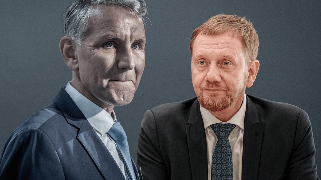 Björn Höcke (AfD) und Michael Kretschmer (CDU) sind Spitzenkandidaten bei den Landtagswahlen in Thüringen und Sachsen.