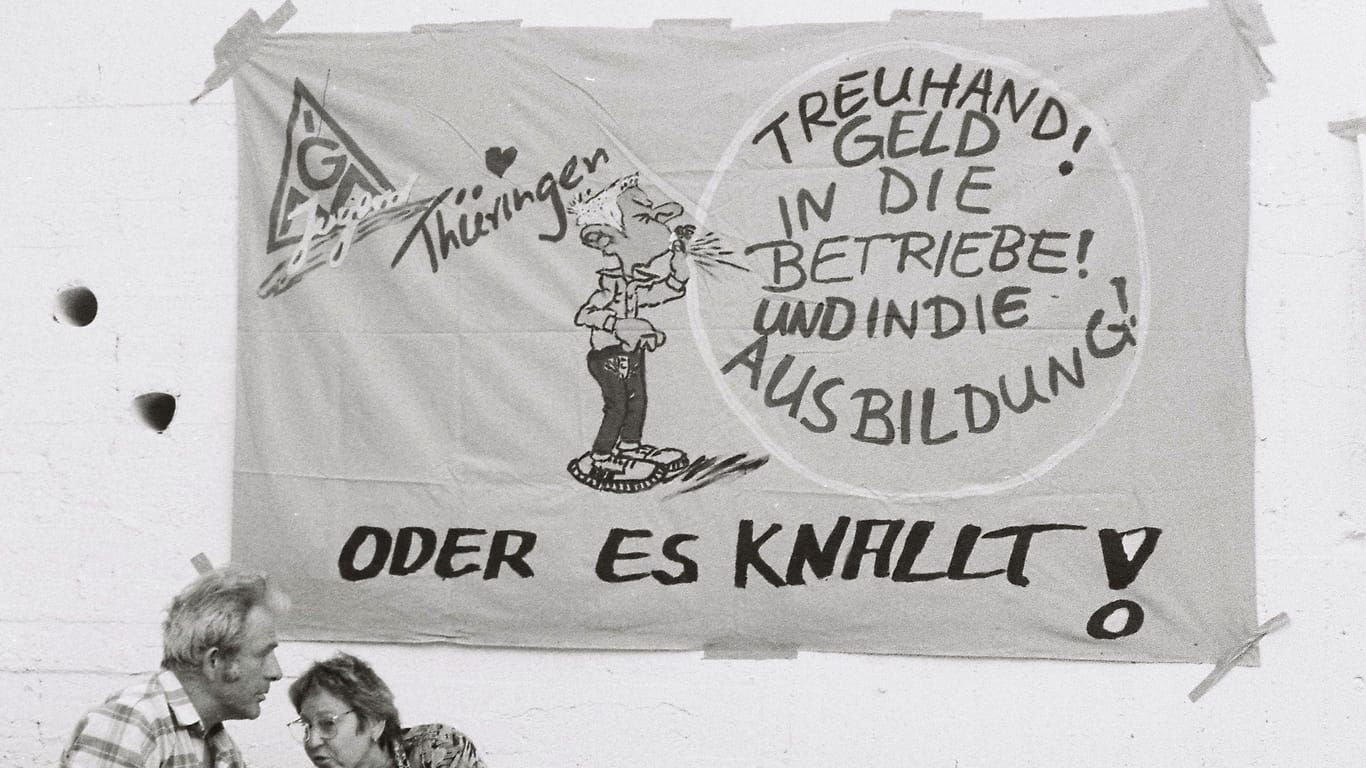 Protest gegen die Treuhand: Über den wahren Zustand der DDR-Wirtschaft herrschte lange Unkenntnis.