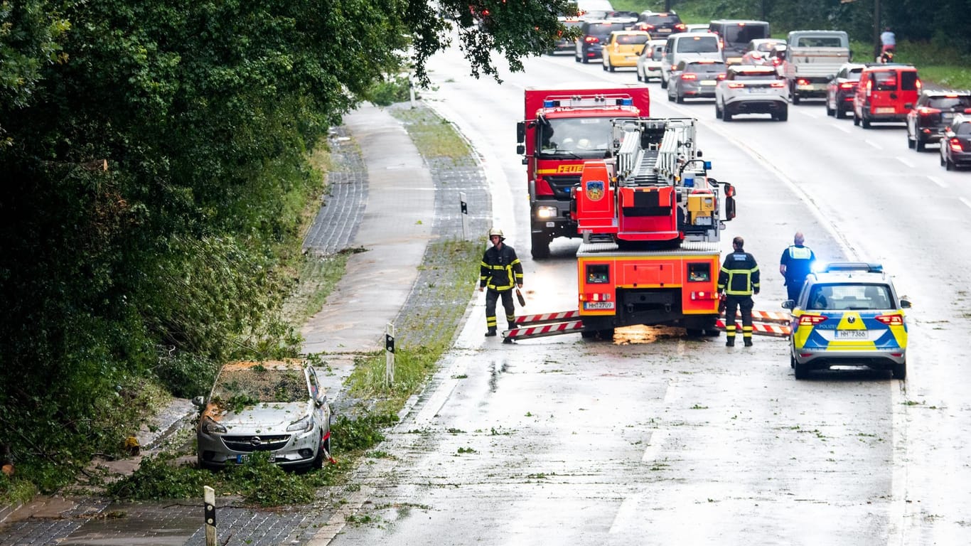 Zwei Autos wurden am Abend von Bäumen getroffen. Die Insassen blieben unverletzt.