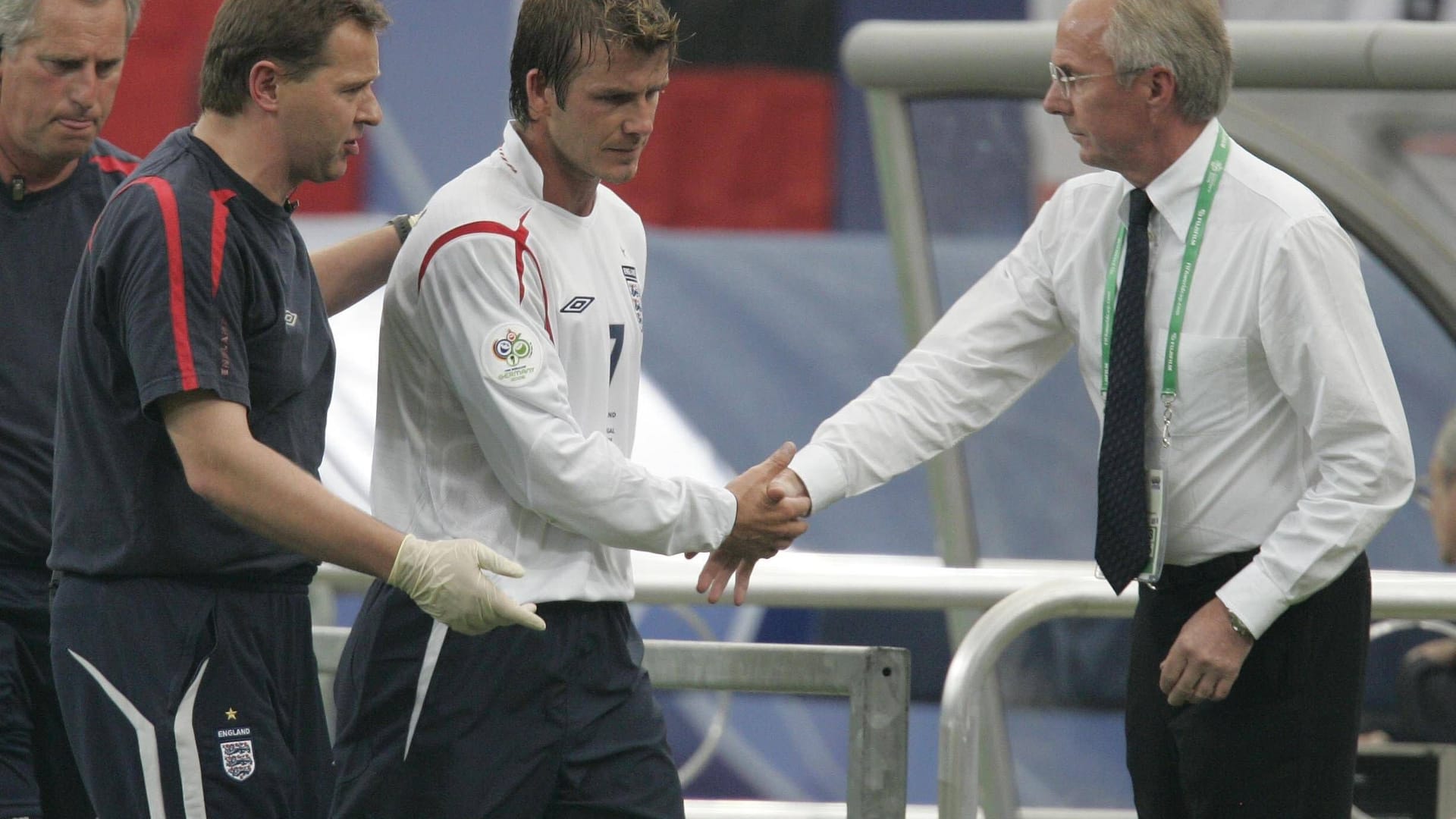 Sven-Goran Eriksson (r.) und David Beckham (l.) bei der WM 2006.