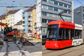 An Straßenbahnschienen in Nürnberg wird gebaut (Archivbild): Das Netz wächst in den kommenden Jahren kräftig.