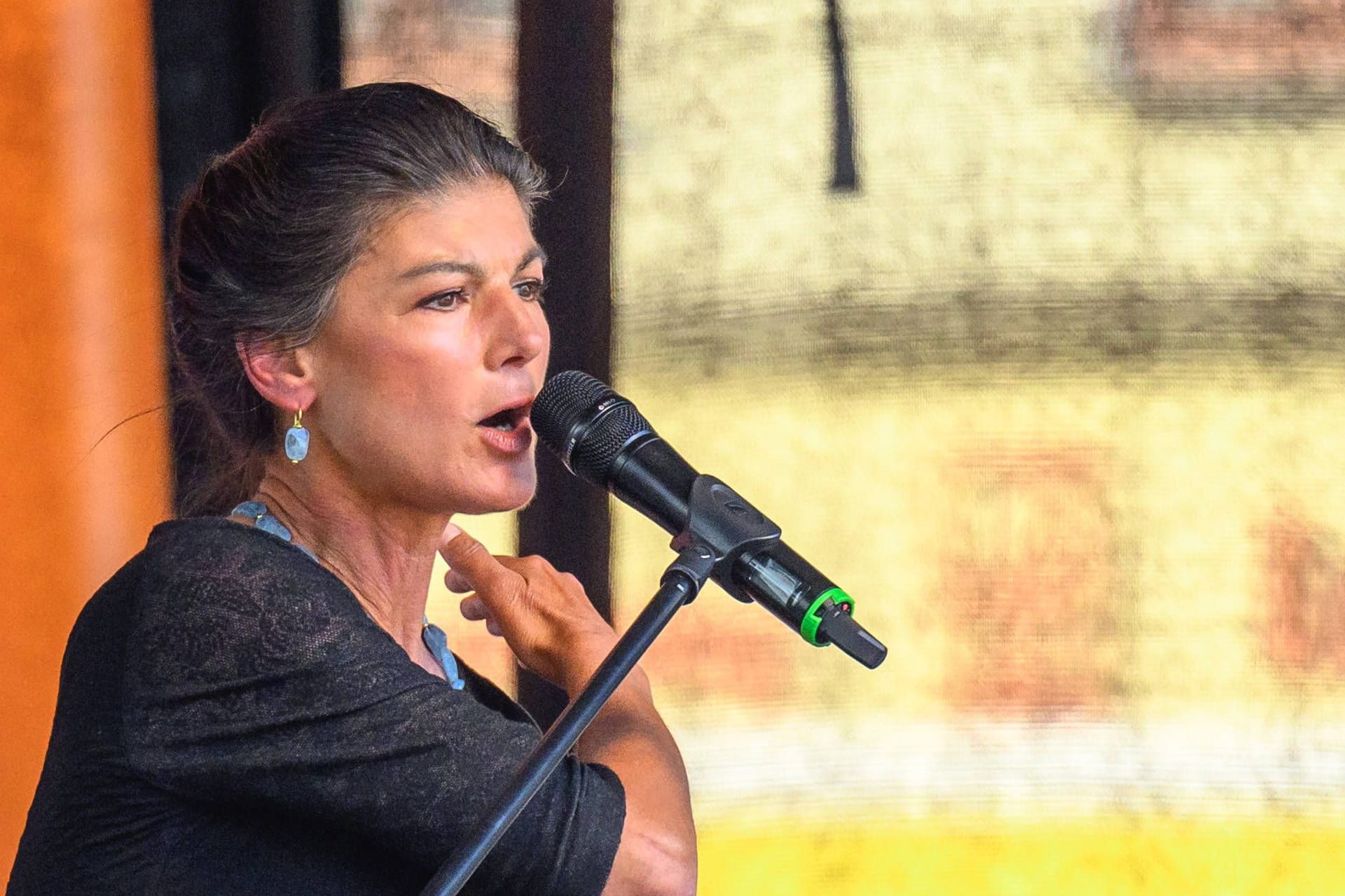 Sahra Wagenknecht im Wahlkampf: Ihr BSW könnte in Sachsen aus dem Stand ein zweistelliges Ergebnis erreichen.