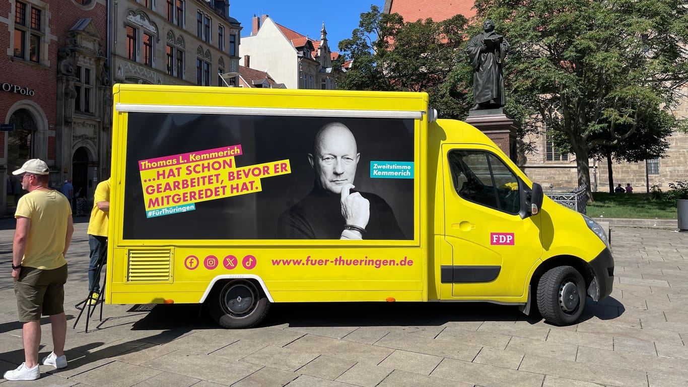 Liberaler Look: Die Thüringer FDP hat für ihren Wahlkampf eine eigene örtliche Werbeagentur beauftragt – deren Kampagne sich dennoch an die der Bundespartei anlehnt.