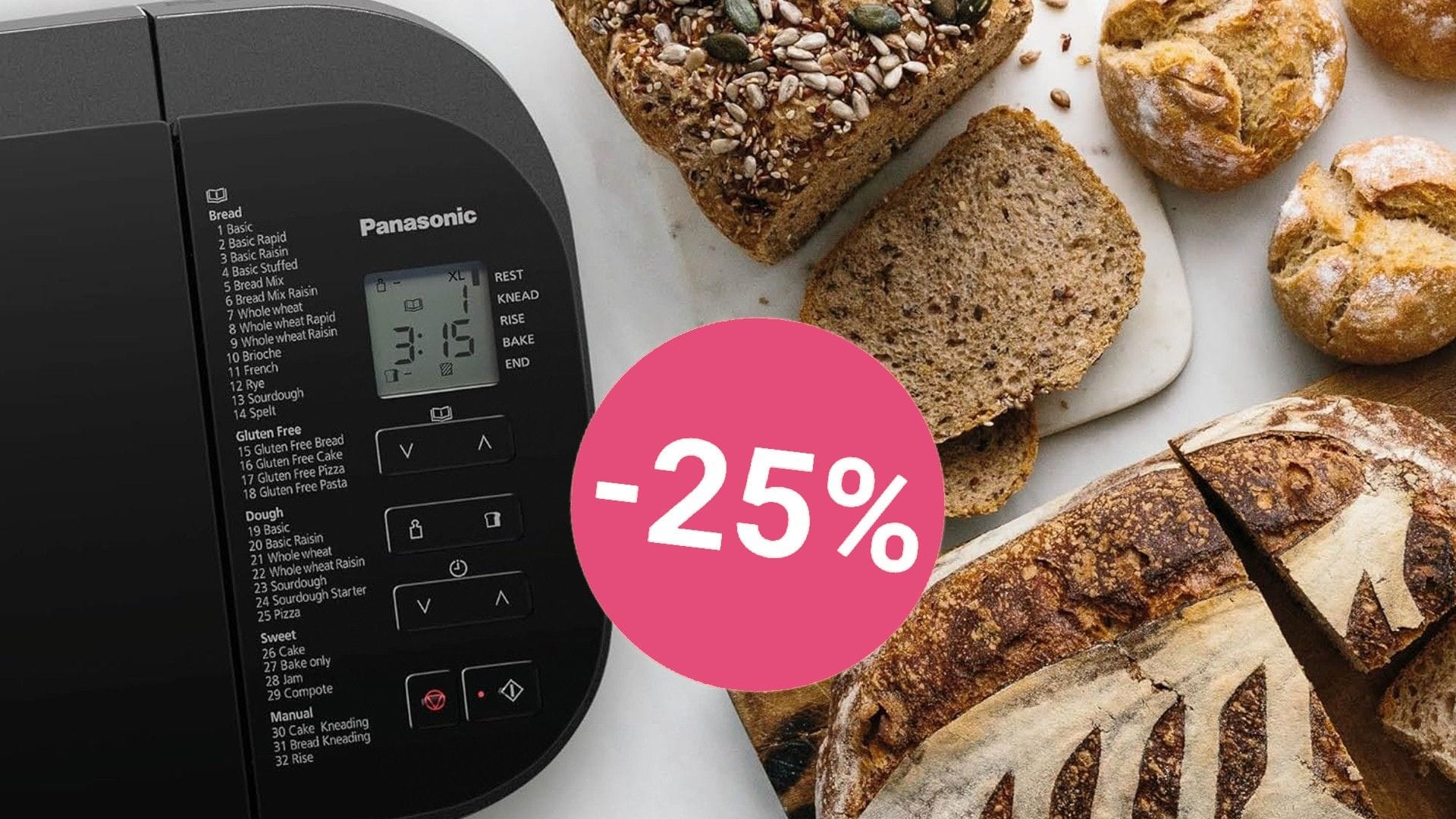 Nutzen Sie die Gelegenheit und greifen Sie den Panasonic-Brotbackautomaten zum Sonderpreis ab, um stets frisches, selbstgebackenes Brot zu genießen.