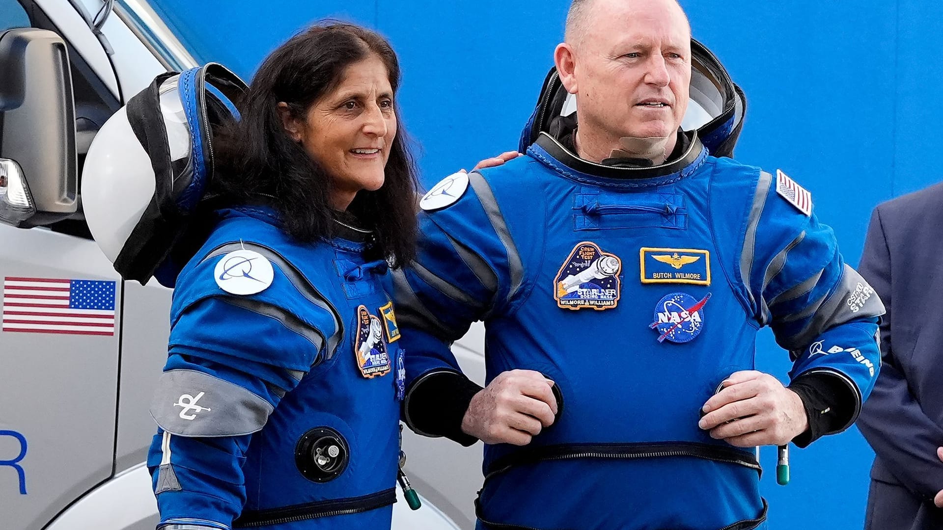 Nasa-Astronauten Suni Williams (l) und Barry Wilmore