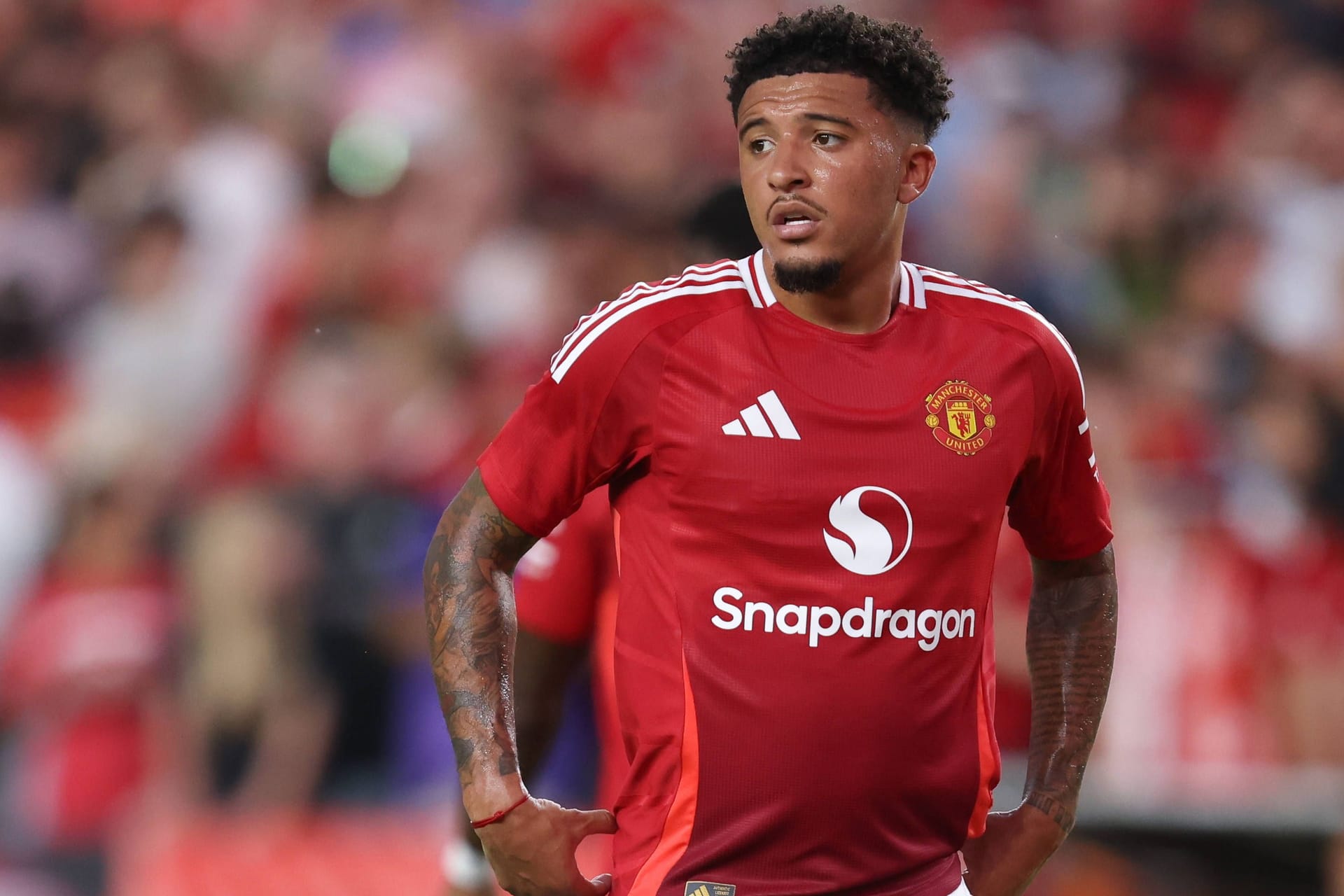 Jadon Sancho in der Saisonvorbereitung mit Manchester United: Der frühere englische Nationalspieler hat nun offenbar einen neuen Klub gefunden.