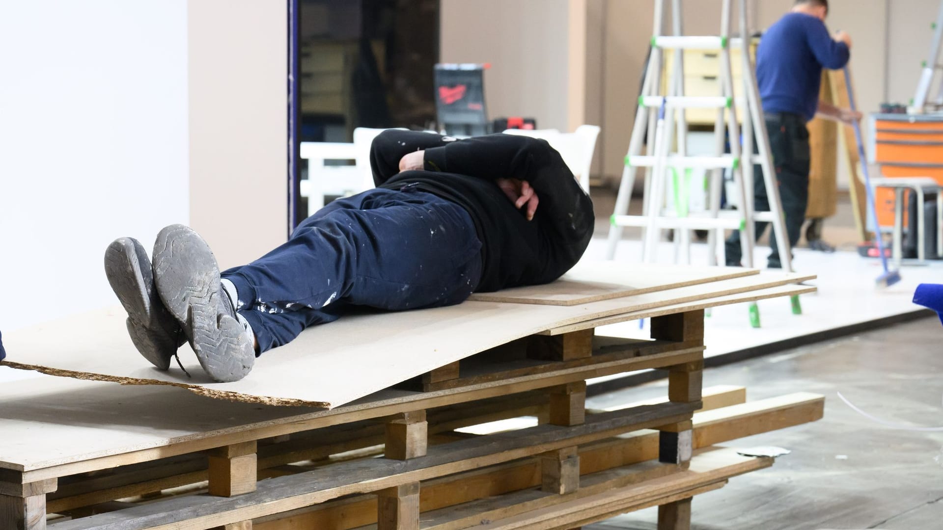 Arbeiter macht Pause