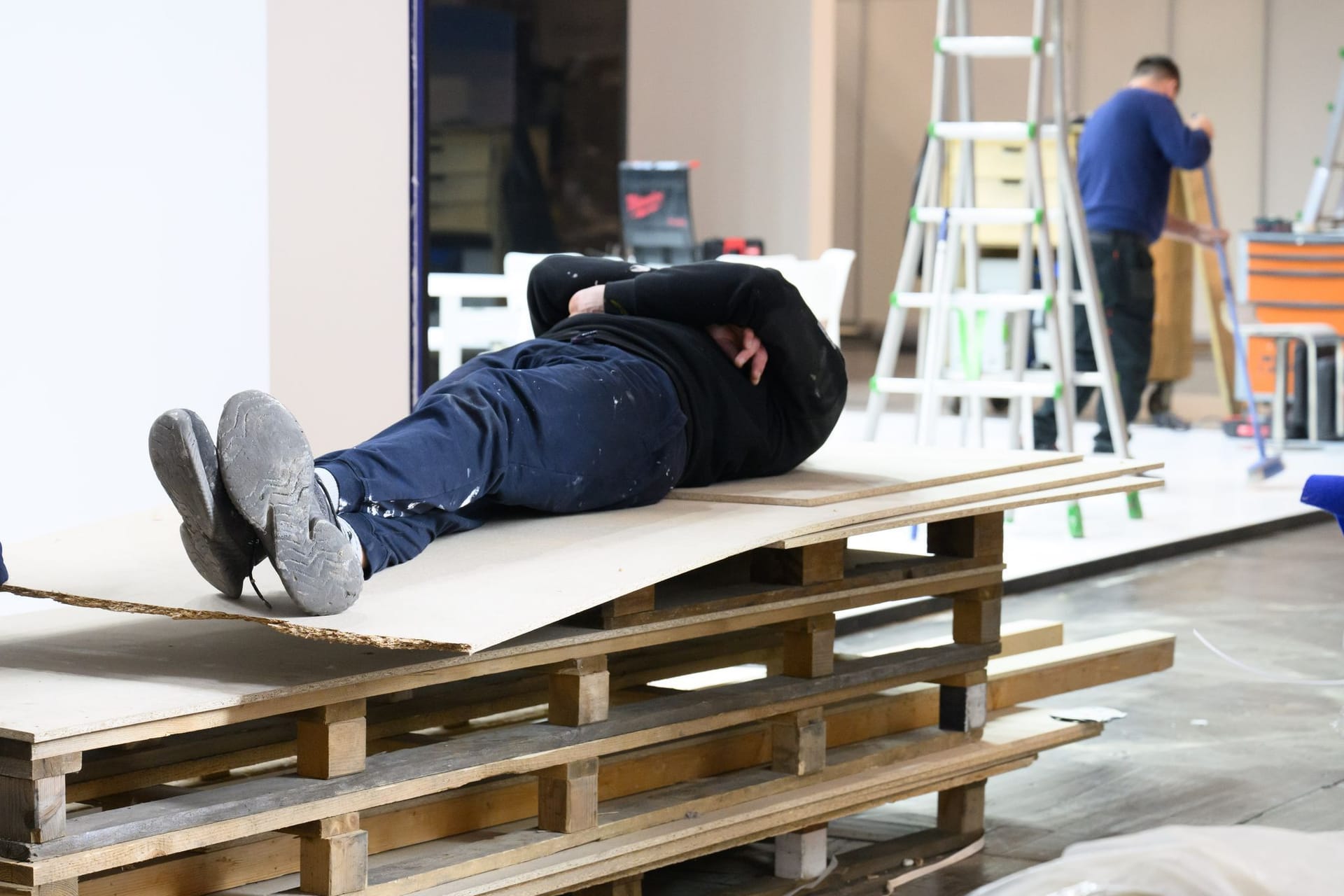 Arbeiter macht Pause