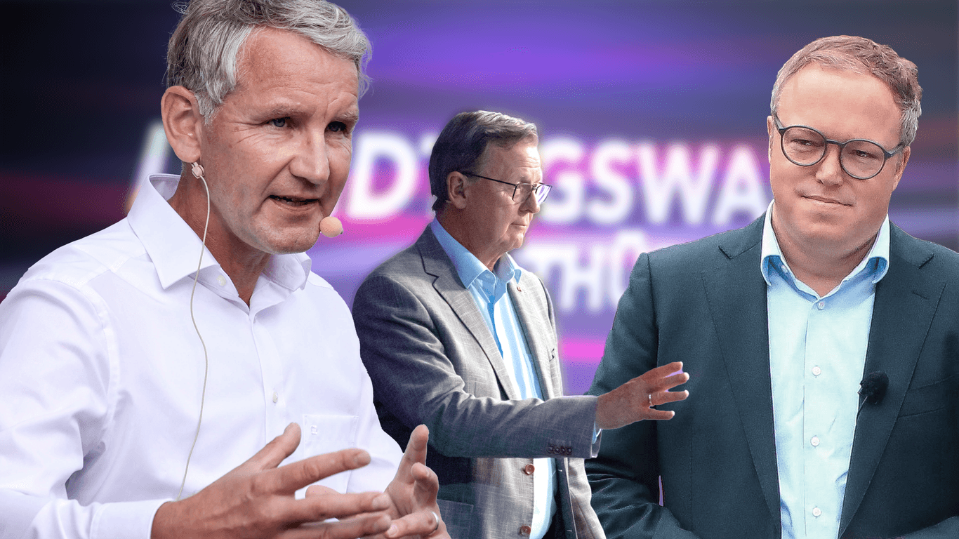 Björn Höcke (AfD), Bodo Ramelow (Die Linke) und Mario Voigt (CDU) kämpfen als Spitzenkandidaten bei den Landtagswahlen in Sachsen und Thüringen um Stimmen.