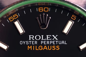 BOLOGNA, ITALY - AUGUST, 2018: Rolex Oyster Perpetual Milgauss watch. Rolex SA is a Swiss luxury watchmaker, founded by H. Wilsdorf and A. Davis in London, England in 1905. Illustrative editorial.