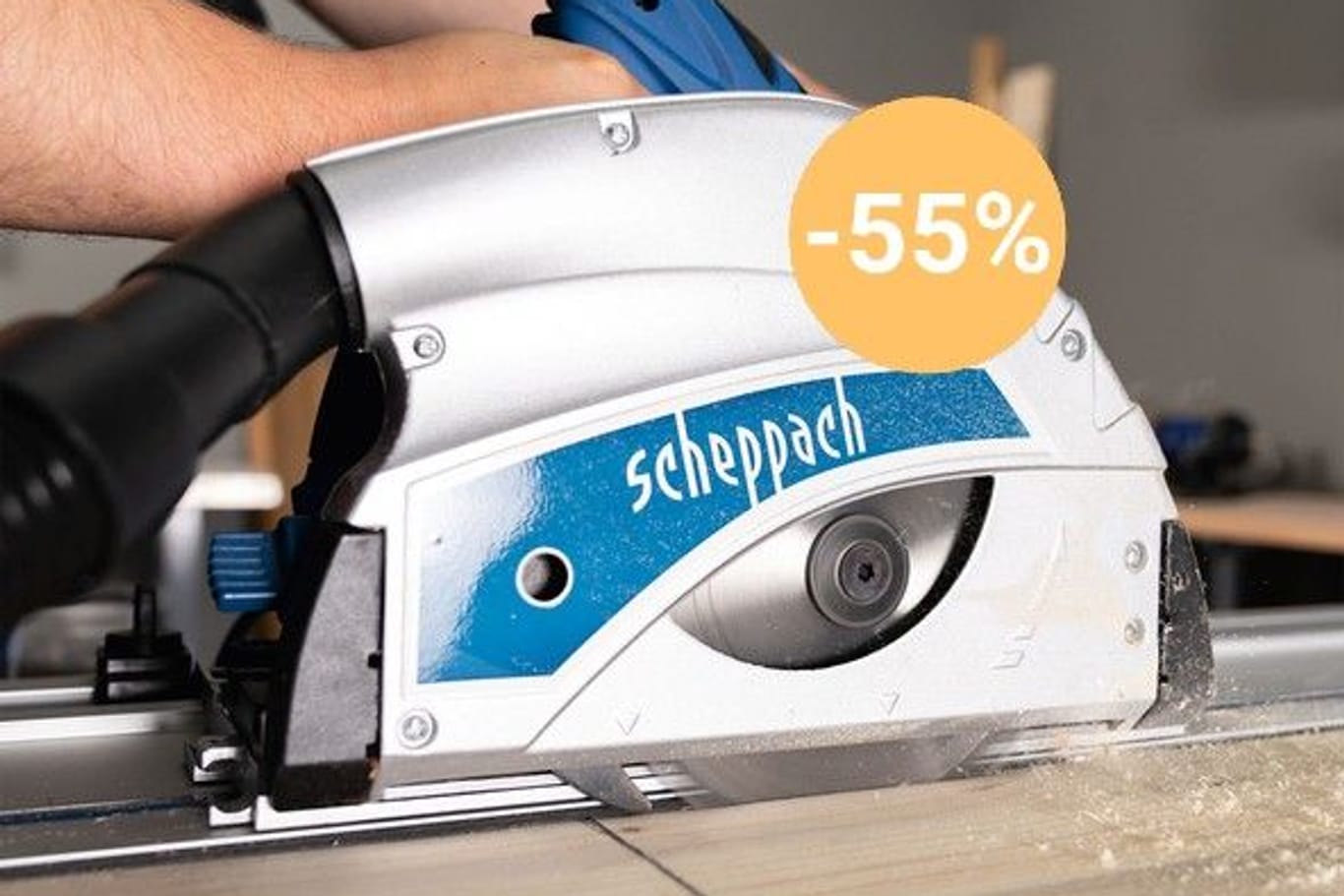 Preisrekord beim Discounter: Die Tauchsäge PL55 von Scheppach ergattern Sie im Aldi-Onlineshop zum neuen Rekord-Tiefpreis.