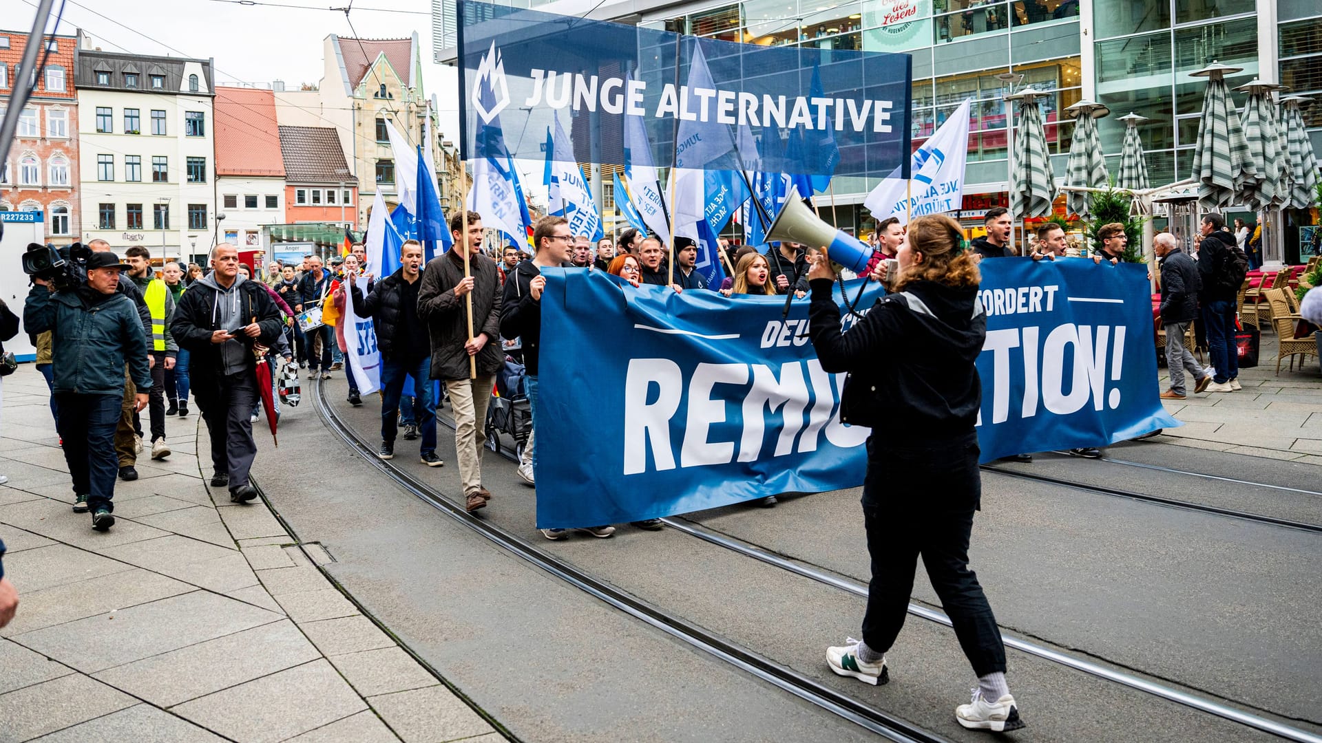 Demonstration der "Jungen Alternative": Sie mobiliseren stark.