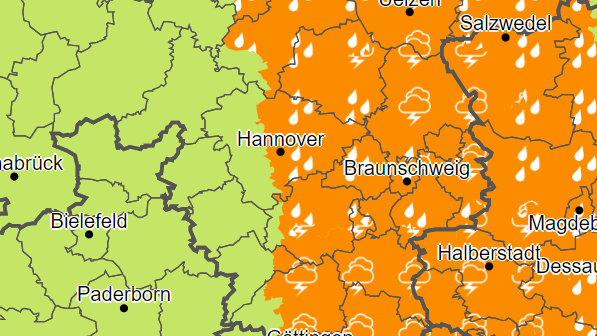 Der Deutsche Wetterdienst warnte am Sonntagabend in Teilen der Region Hannover vor dem Starkregen.