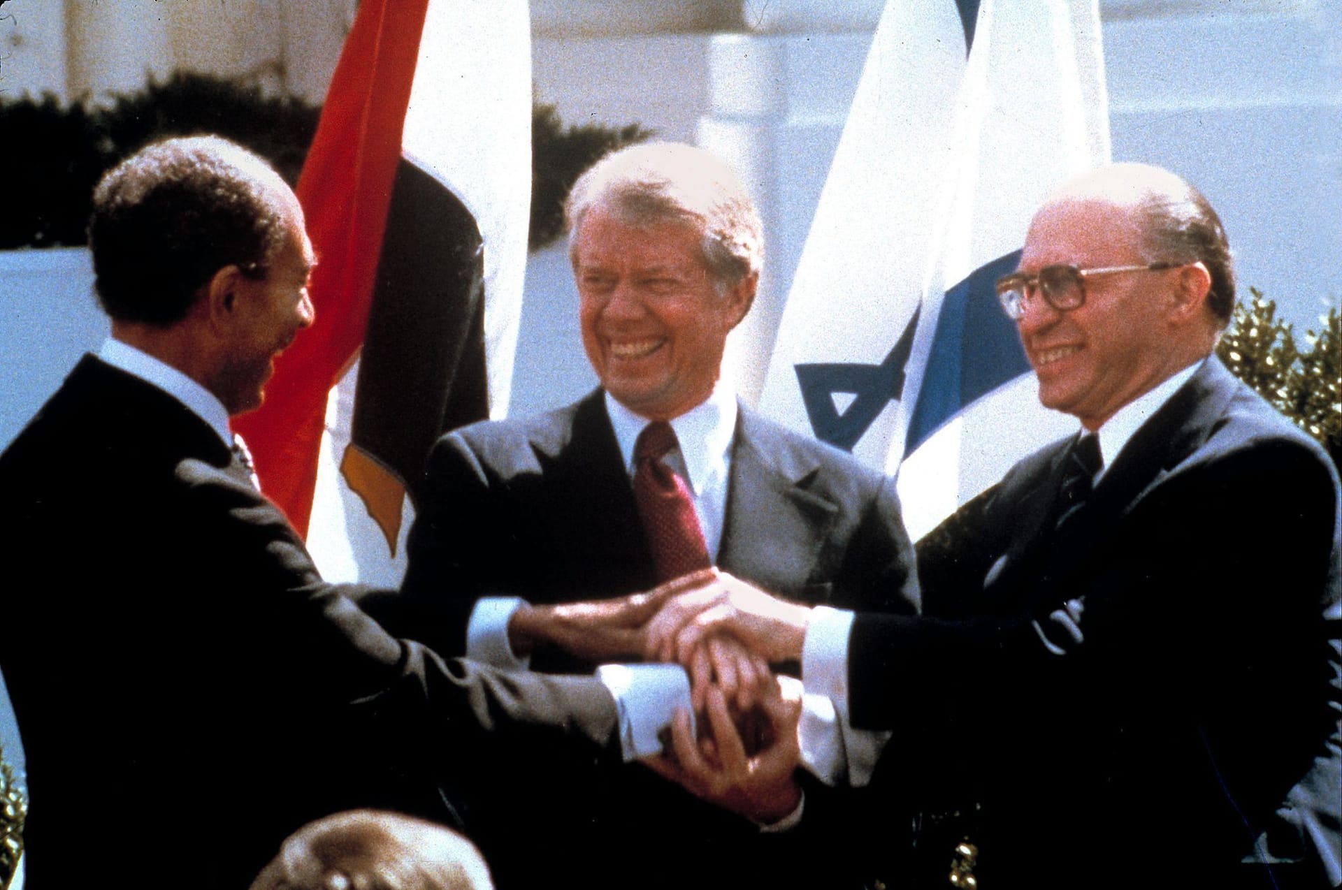 Vielleicht sein größter Moment: US-Präsident Carter vermittelte 1979 den Friedensvertrag zwischen Ägyptens Präsident Sadat und Israels Ministerpräsident Begin.