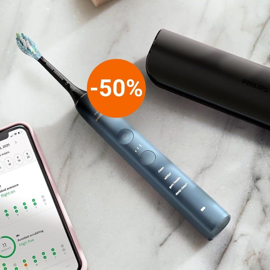 Testsieger im Angebot: Bei Amazon sparen Sie heute 50 Prozent auf die Sonicare DiamondClean Zahnbürste von Philips.