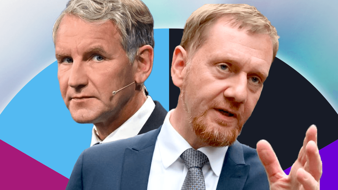 Björn Höcke (AfD) und Michael Kretschmer (CDU) sind bei den Landtagswahlen in Sachsen und Thüringen angetreten.