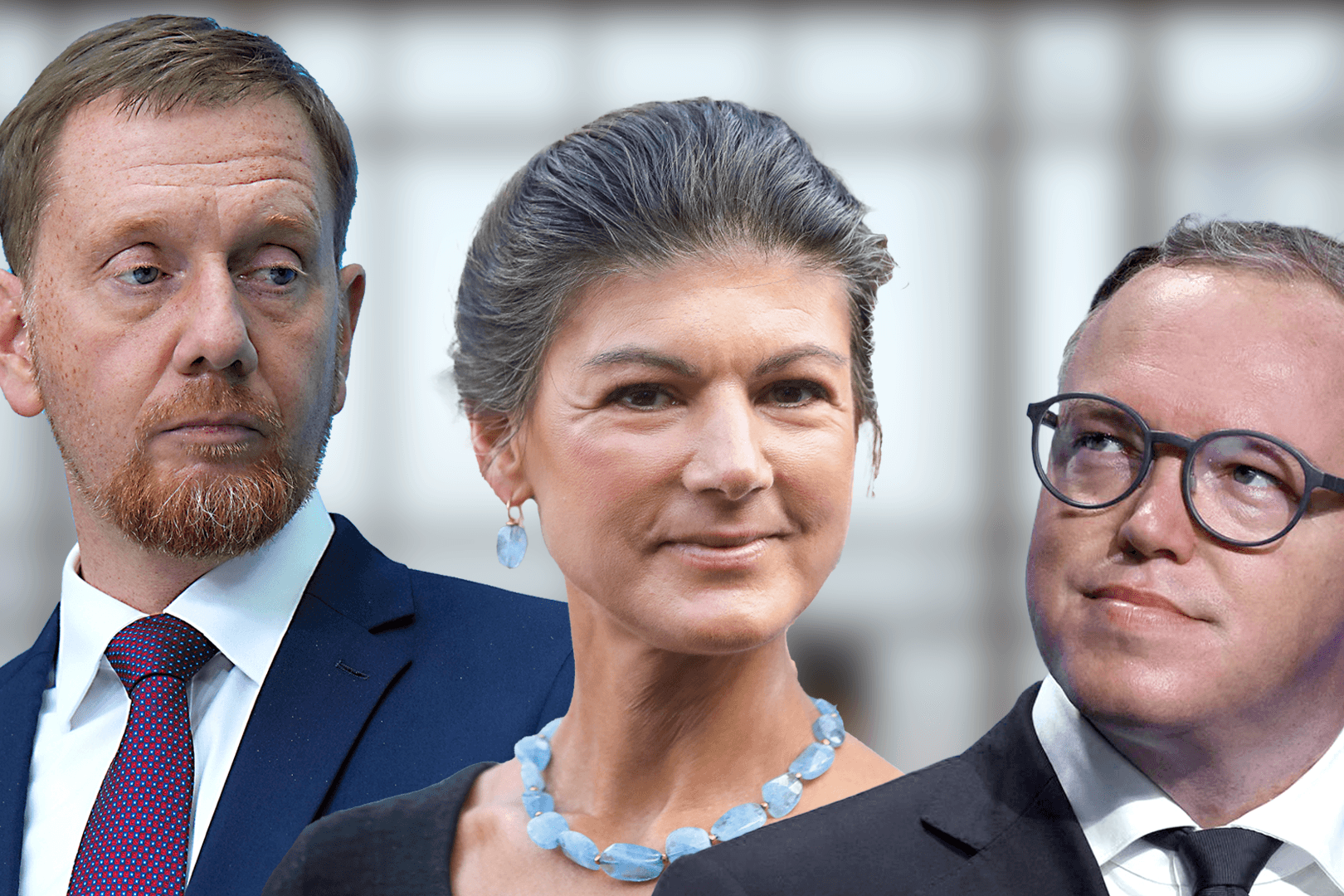 Michael Kretschmer, Sahra Wagenknecht und Mario Voigt: Können sich die CDU-Politiker auf Landesebene mit dem BSW auf eine Koalition einigen?