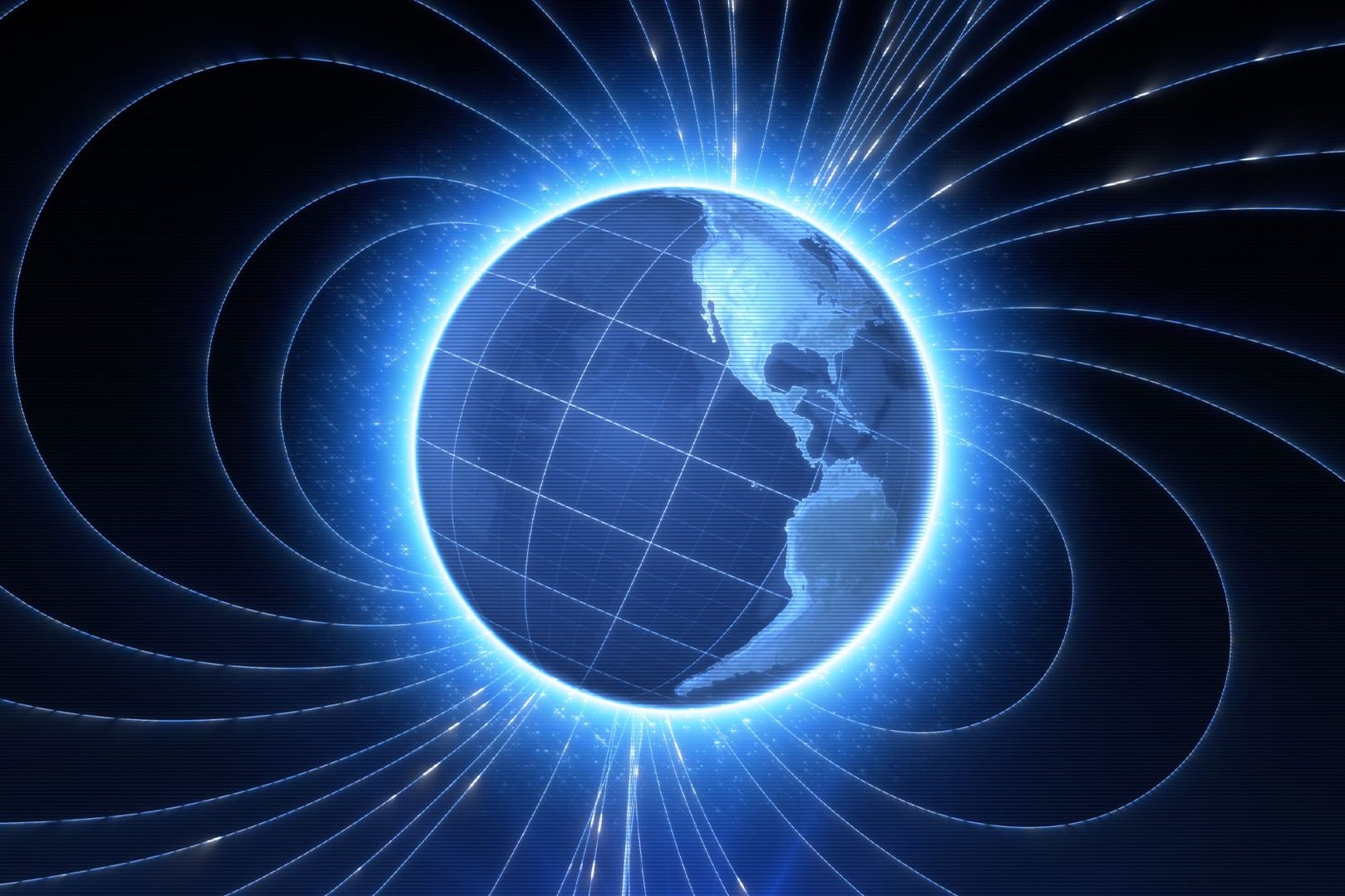 Illustration des neu entdeckten Energiefelds: Das ambipolare elektrische Feld ermöglicht den Polarwind.