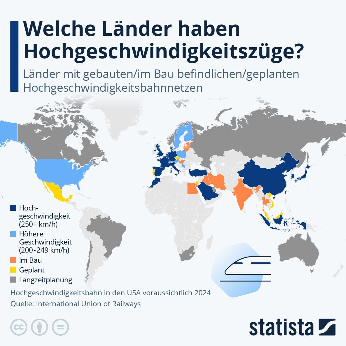 Unvollständig: Auf der weltweiten Schnellzug-Karte gibt es noch einige weiße Flecken.