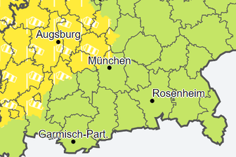 Warnkarte des Deutschen Wetterdiensts: Am Mittwoch werden auch in München Windböen erwartet.