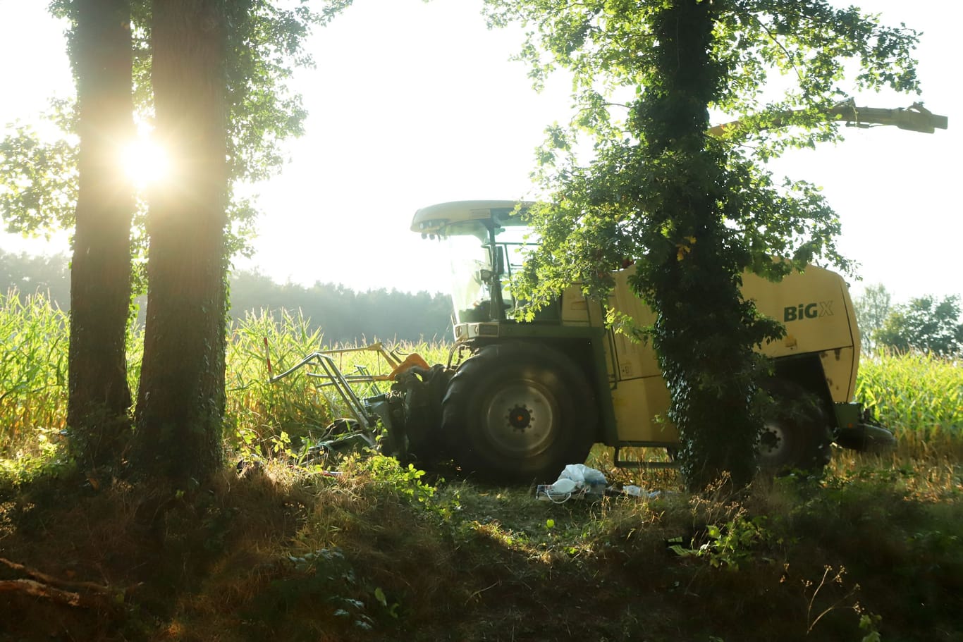 Ortsteil Hülseberg bei Osterholz-Scharmbeck: Das ist Maishäcksler, unter den der junge Mann geriet.