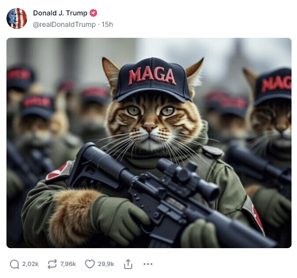 Donald Trump auf seinem Social-Media-Account: Er spielt mit cat content.