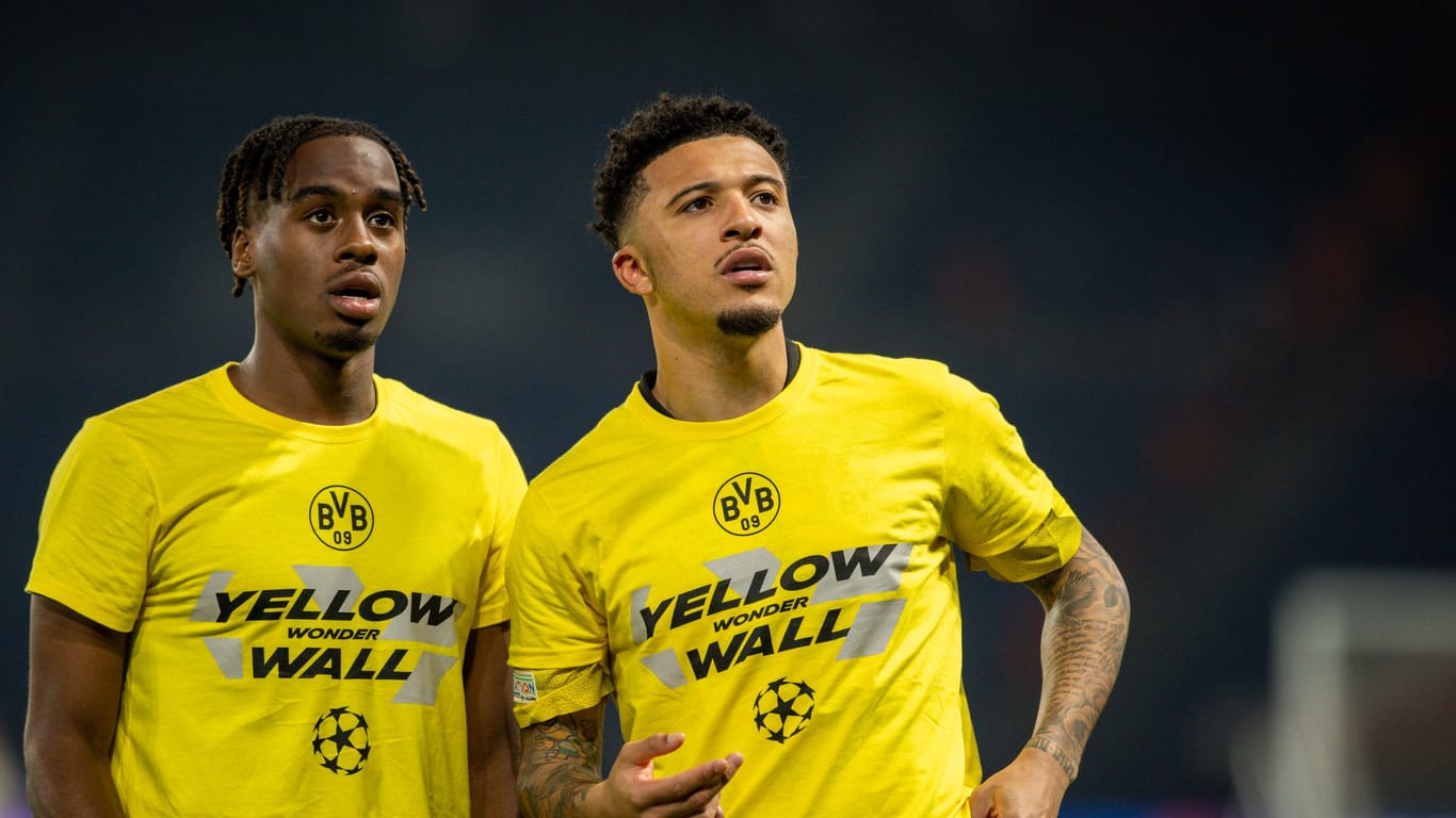 Jamie Gittens (l.) und Jadon Sancho: Letzterer war bis Sommer an den BVB ausgeliehen.