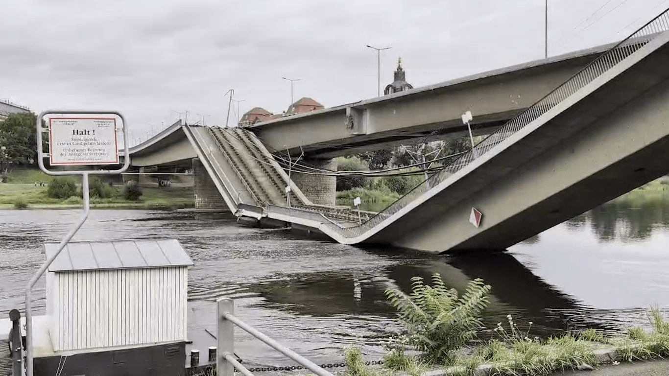 Massiver Schaden: Carolabrücke in Dresden eingestürzt.