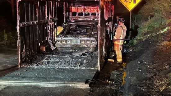 The Ford Ghia Probe 1 also burned out completely. (Source: Monterey Fire Department)