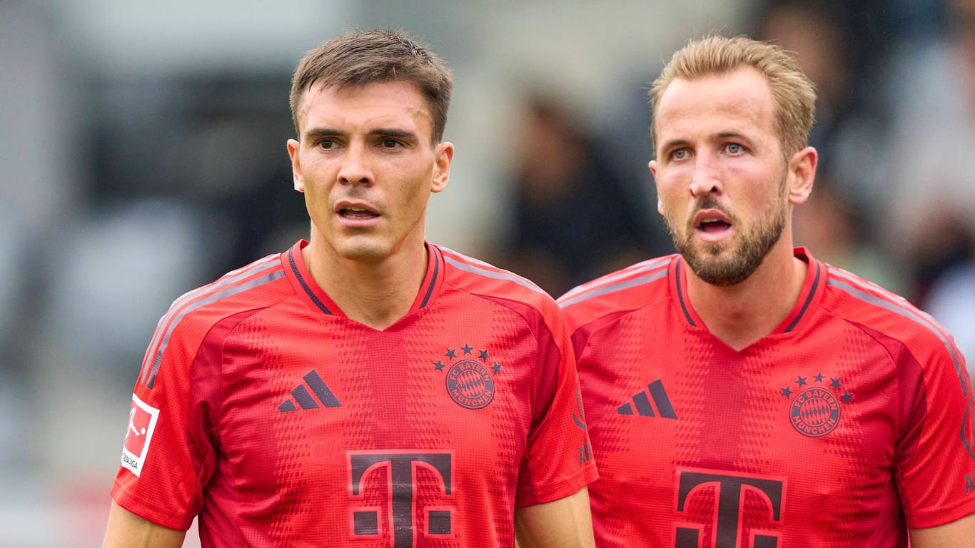 João Palhinha (l.) und Harry Kane: Der Portugiese sollte bereits 2023 zu den Bayern wechseln.