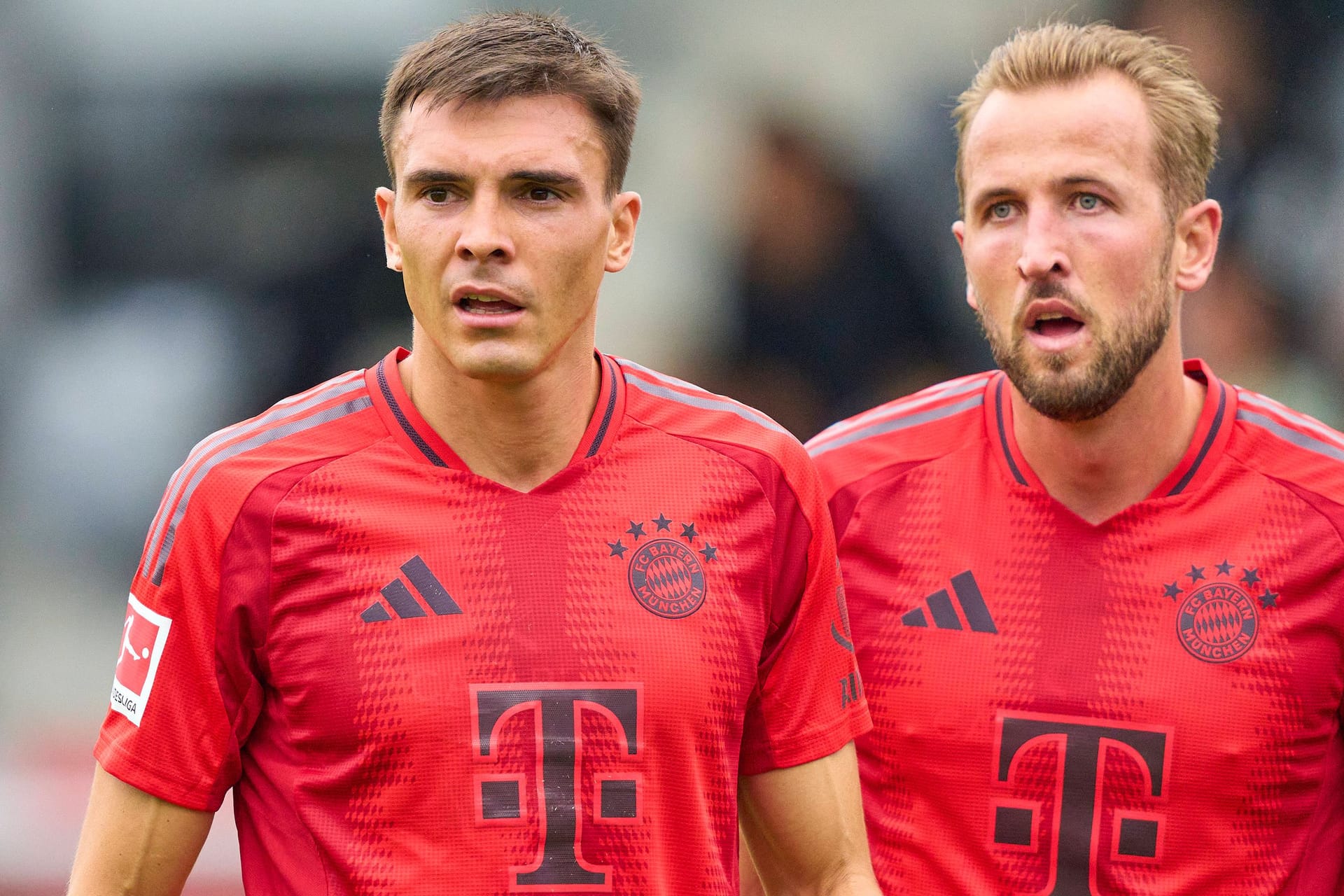 João Palhinha (l.) und Harry Kane: Der Portugiese sollte bereits 2023 zu den Bayern wechseln.