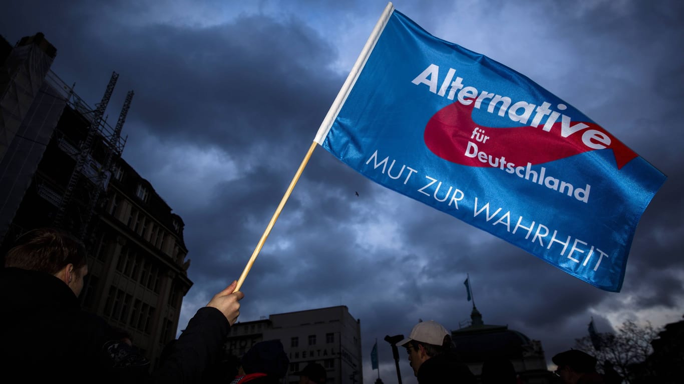 Fahne der AfD (Symbolbild): Bis heute wurden nur zwei Parteien in der Bundesrepublik Deutschland verboten.