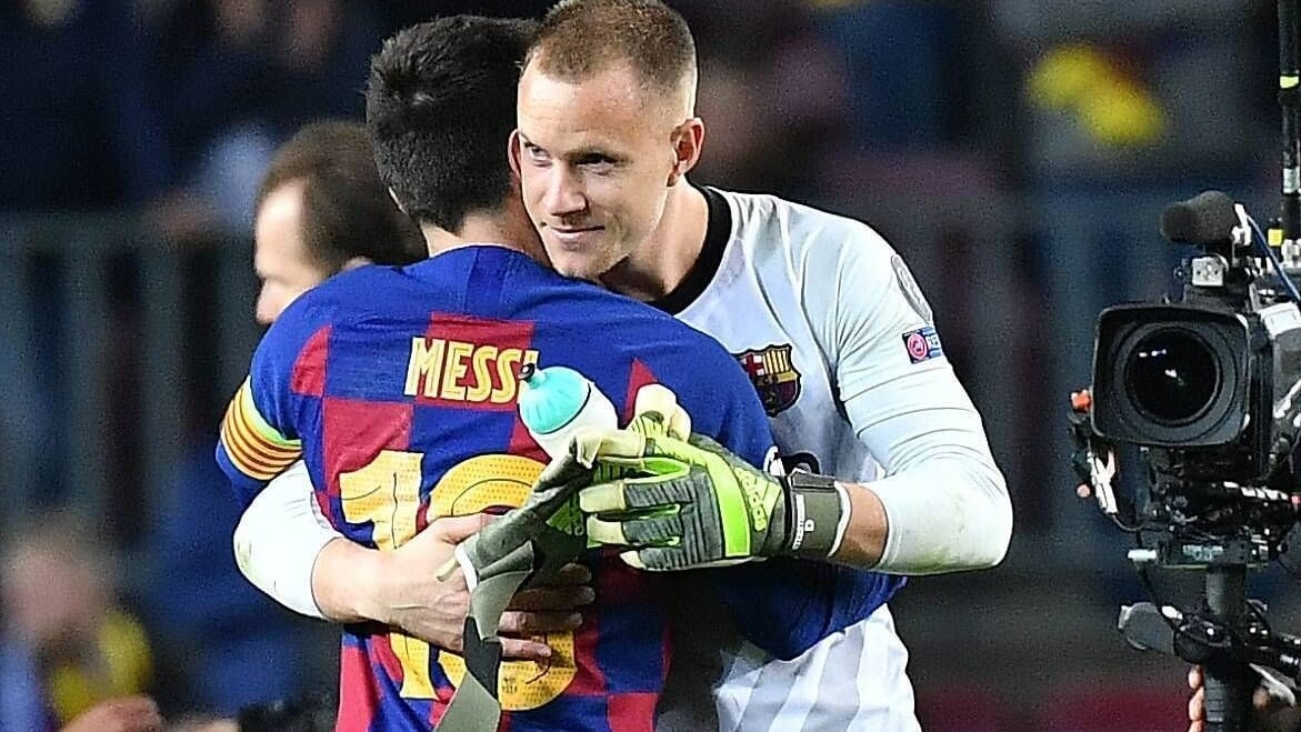 Lionel Messi (l.) und Marc-André ter Stegen: Der Stürmer lobte den Torhüter früh.