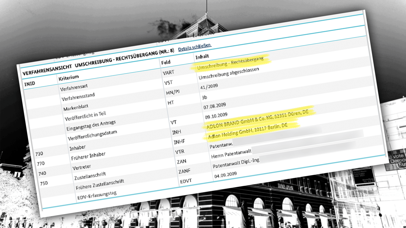 Der Markenübergang der Marke Adlon an eine andere Gesellschaft