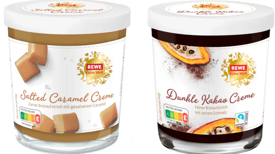 These two spreads with a best-before date of 06.2025 are subject to a recall. (Source: Rewe)